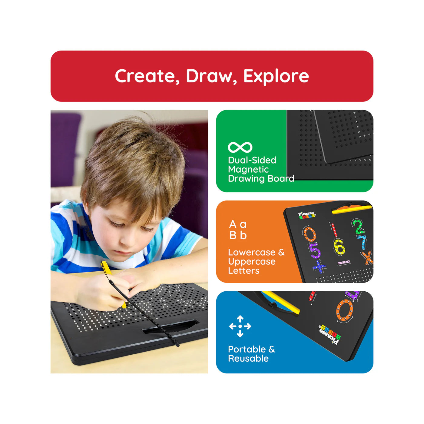 MoriFinds Double-Sided Magnetic Drawing Board (Upper-Case)